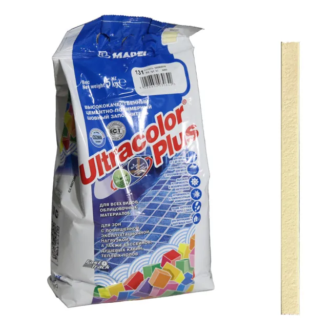 Затирка швов цементная Mapei Ultracolor Plus №131 Ваниль 5кг