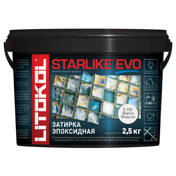 Затирка швов эпоксидная Litokol Starlike Evo S.102 Bianco Ghiaccio, 2,5 кг