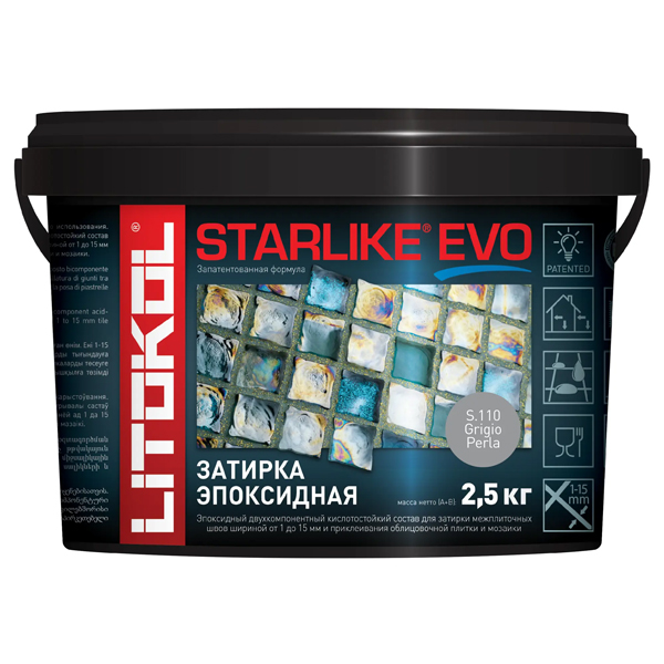 Затирка швов эпоксидная Litokol Starlike Evo S.110 Grigio Perla, 2,5 кг